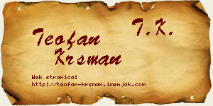 Teofan Krsman vizit kartica